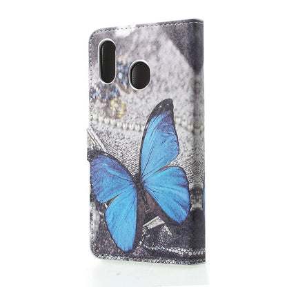 Pattern Printing Leather Magnetic Wallet Stand Folio Case for Samsung Galaxy A30 / A20