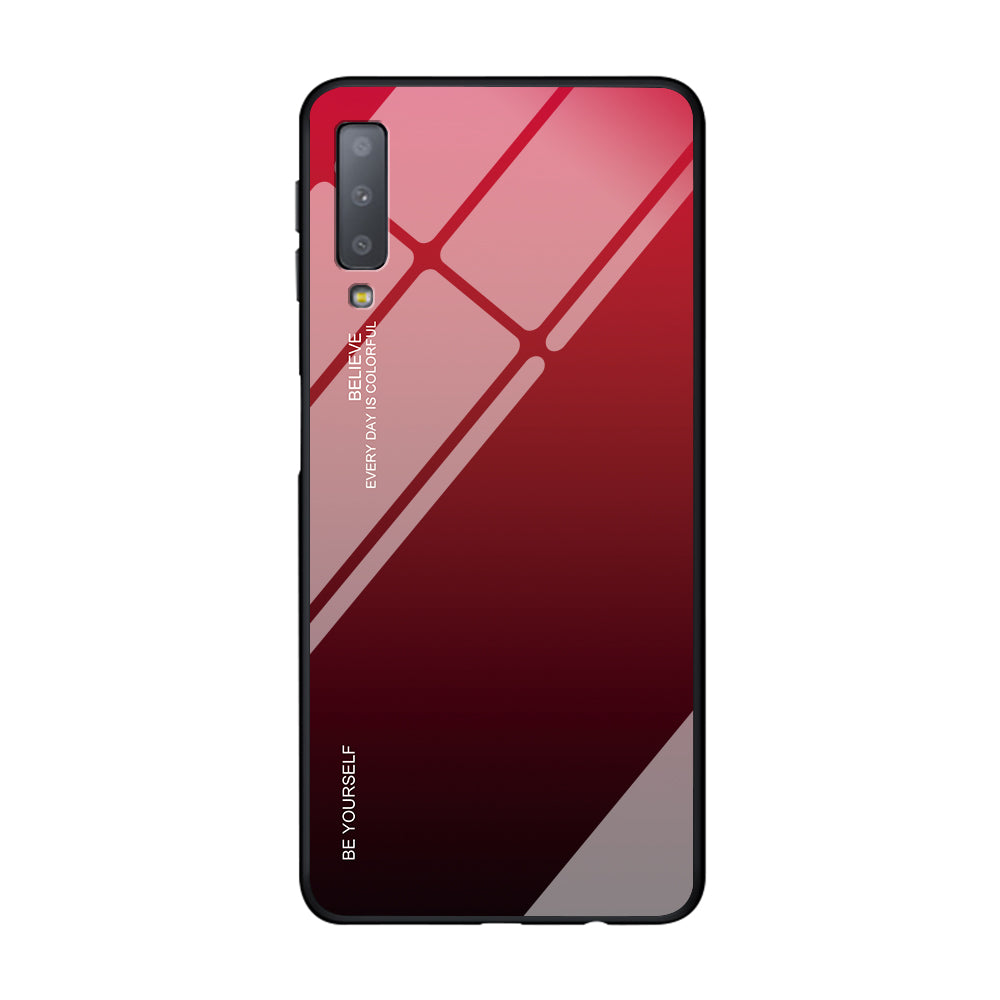 Gradient Color Glass + PC + TPU Hybrid Case for Samsung Galaxy A7 (2018)