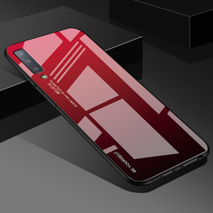 Gradient Color Glass + PC + TPU Hybrid Case for Samsung Galaxy A7 (2018)