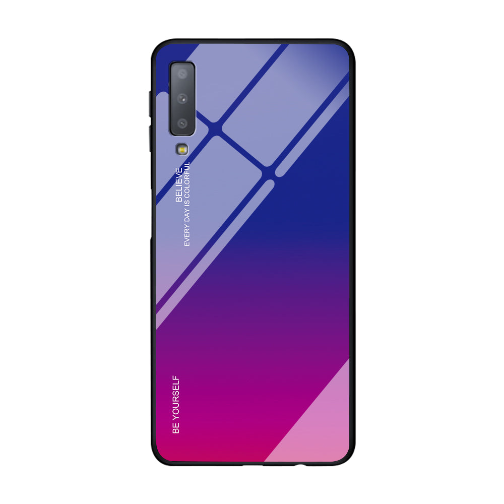 Gradient Color Glass + PC + TPU Hybrid Case for Samsung Galaxy A7 (2018)