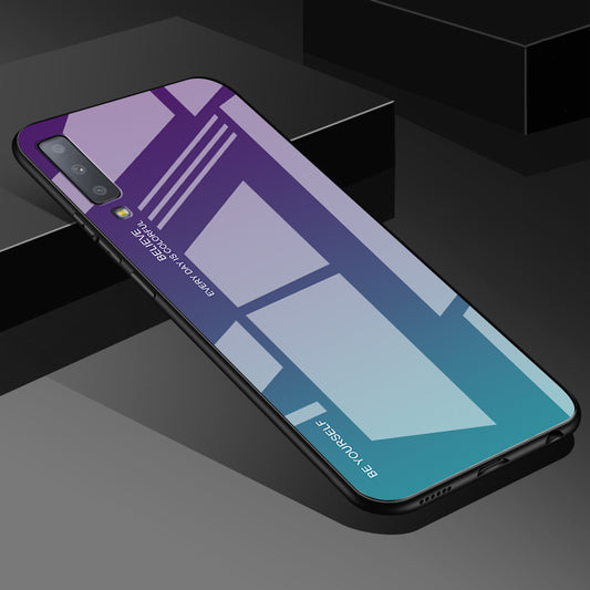 Gradient Color Glass + PC + TPU Hybrid Case for Samsung Galaxy A7 (2018)