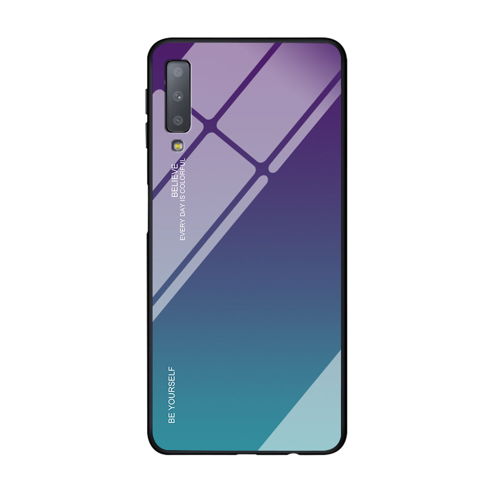 Gradient Color Glass + PC + TPU Hybrid Case for Samsung Galaxy A7 (2018)
