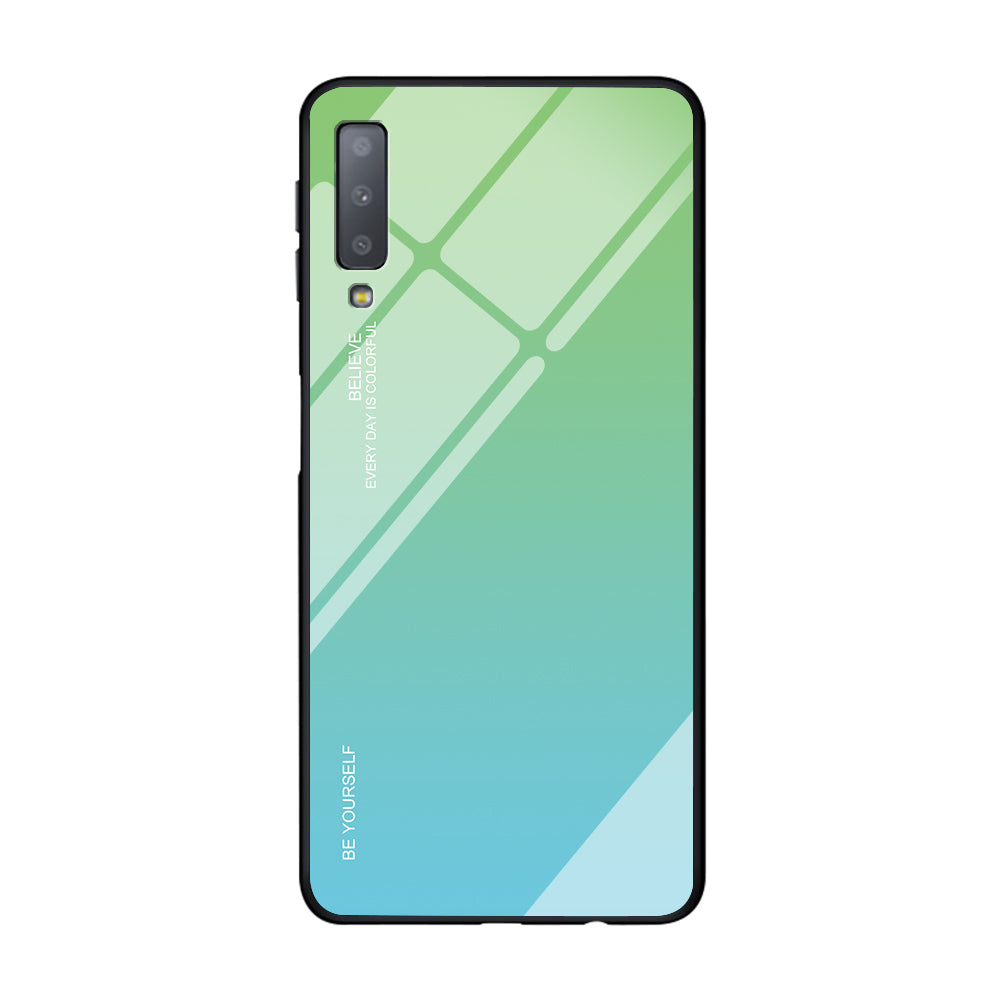 Gradient Color Glass + PC + TPU Hybrid Case for Samsung Galaxy A7 (2018)