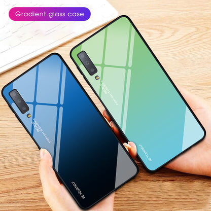 Gradient Color Glass + PC + TPU Hybrid Case for Samsung Galaxy A7 (2018)