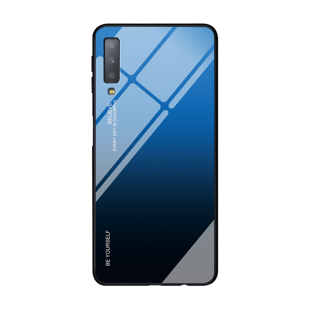 Gradient Color Glass + PC + TPU Hybrid Case for Samsung Galaxy A7 (2018)