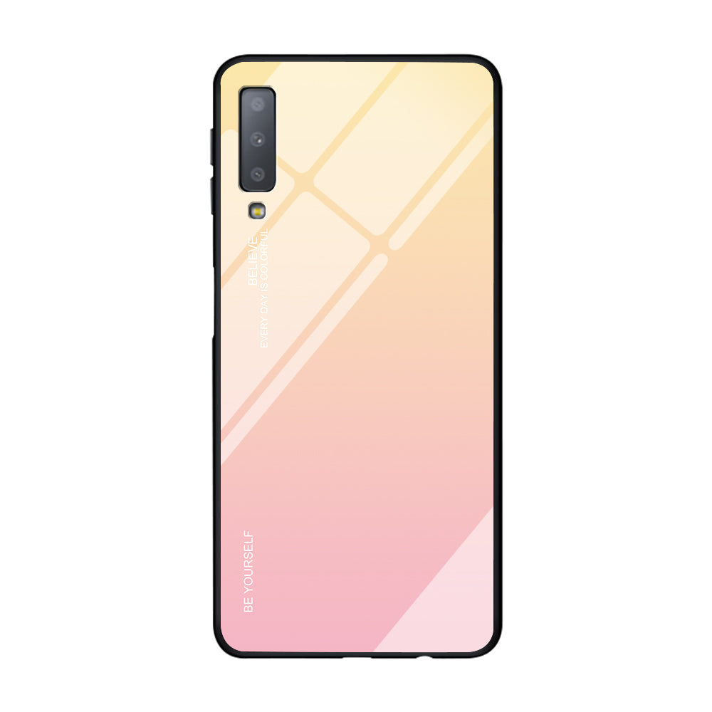 Gradient Color Glass + PC + TPU Hybrid Case for Samsung Galaxy A7 (2018)