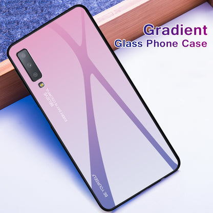 Gradient Color Glass + PC + TPU Hybrid Case for Samsung Galaxy A7 (2018)