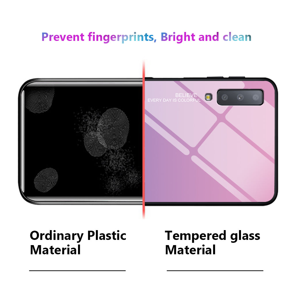 Gradient Color Glass + PC + TPU Hybrid Case for Samsung Galaxy A7 (2018)