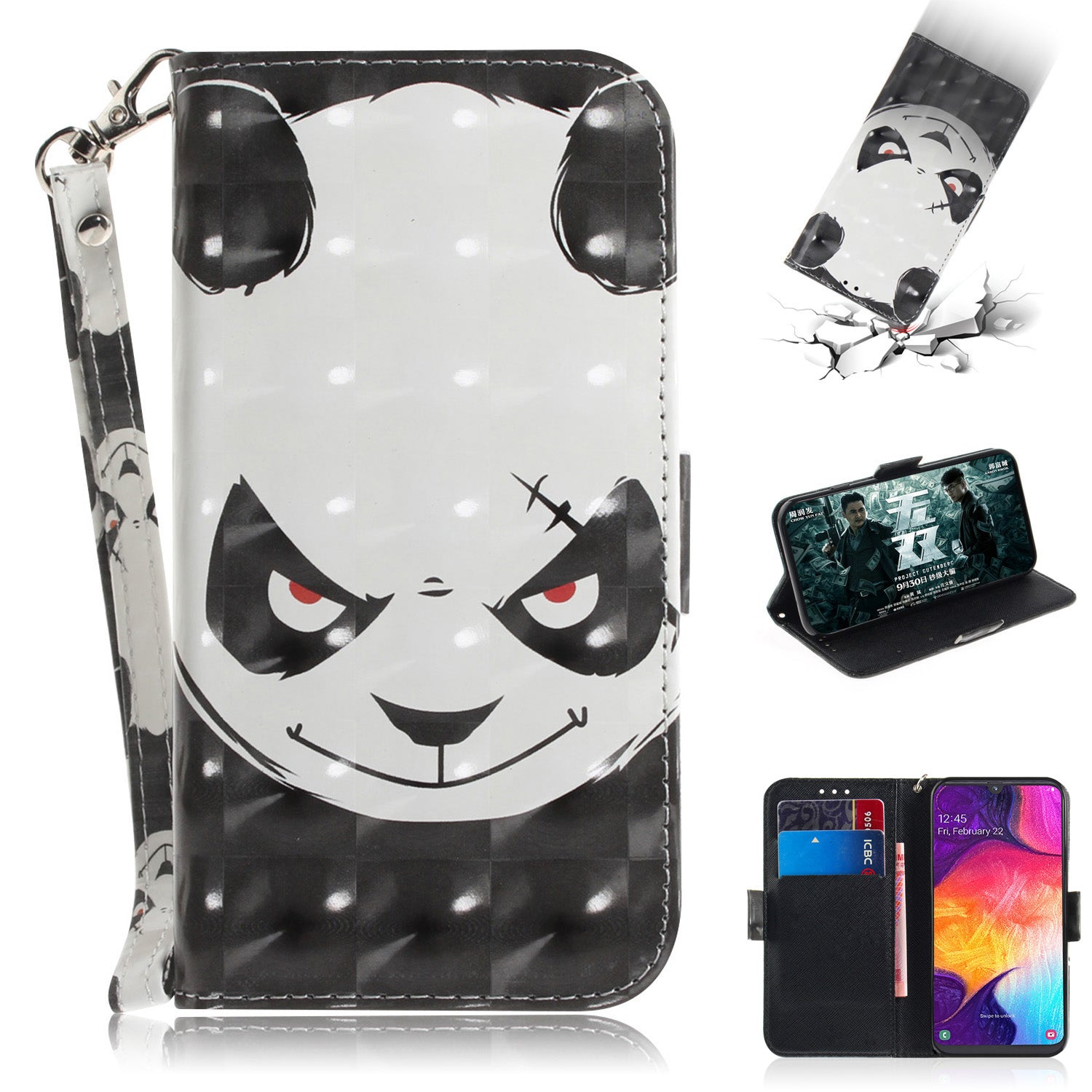 Pattern Printing Light Spot Decor Leather Wallet Case for Samsung Galaxy A50 / A50s / A30s
