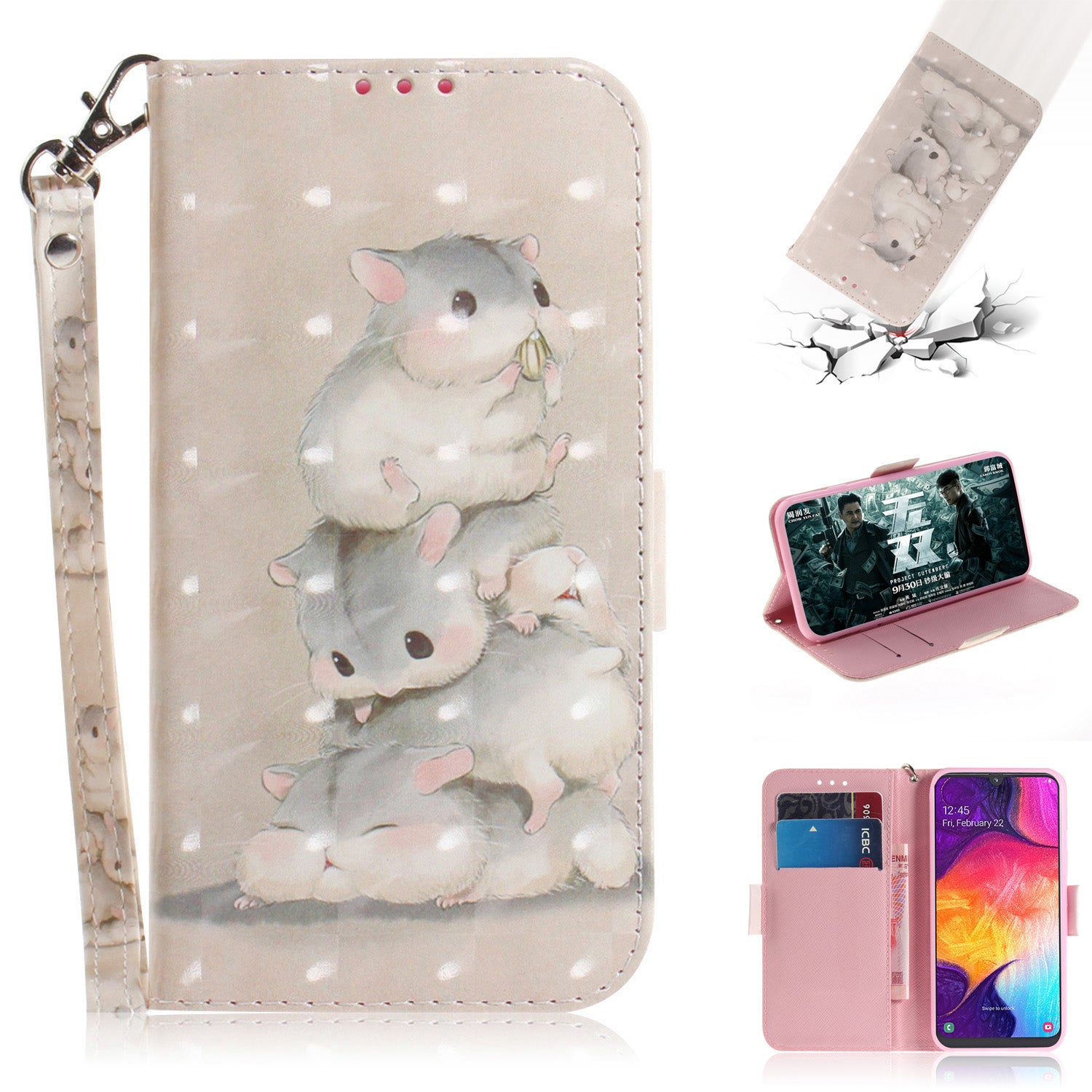Pattern Printing Light Spot Decor Leather Wallet Case for Samsung Galaxy A50 / A50s / A30s