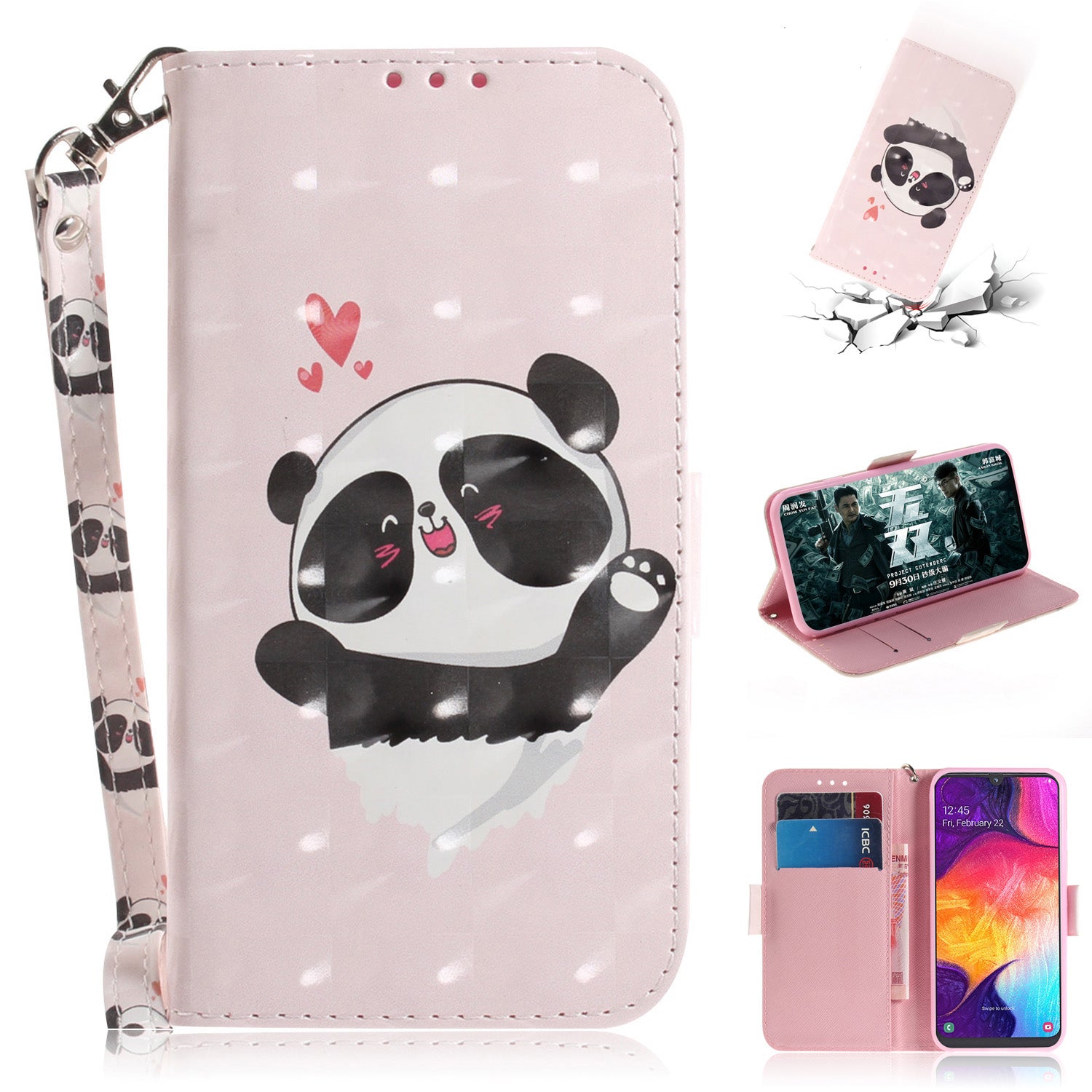Pattern Printing Light Spot Decor Leather Wallet Case for Samsung Galaxy A50 / A50s / A30s