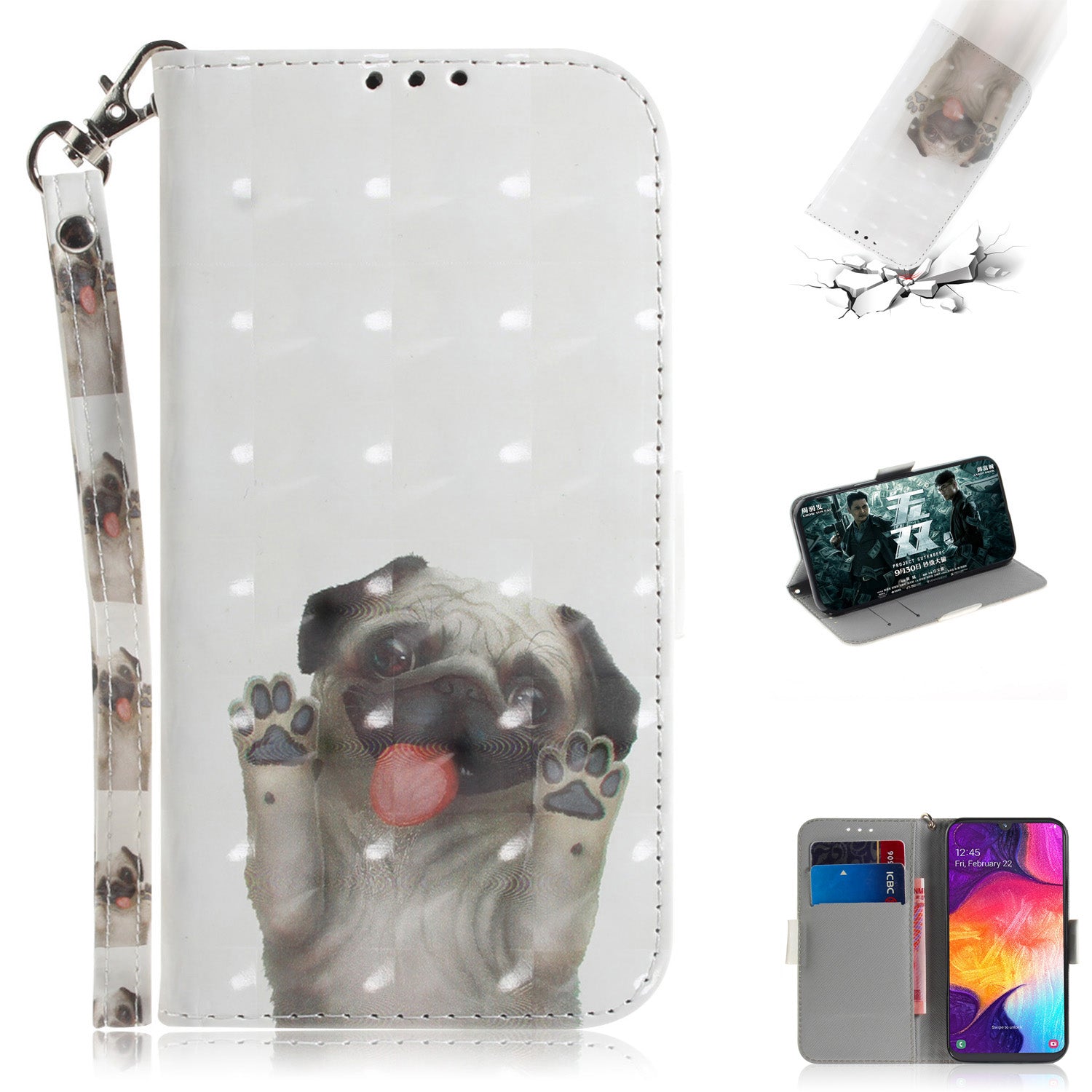 Pattern Printing Light Spot Decor Leather Wallet Case for Samsung Galaxy A50 / A50s / A30s