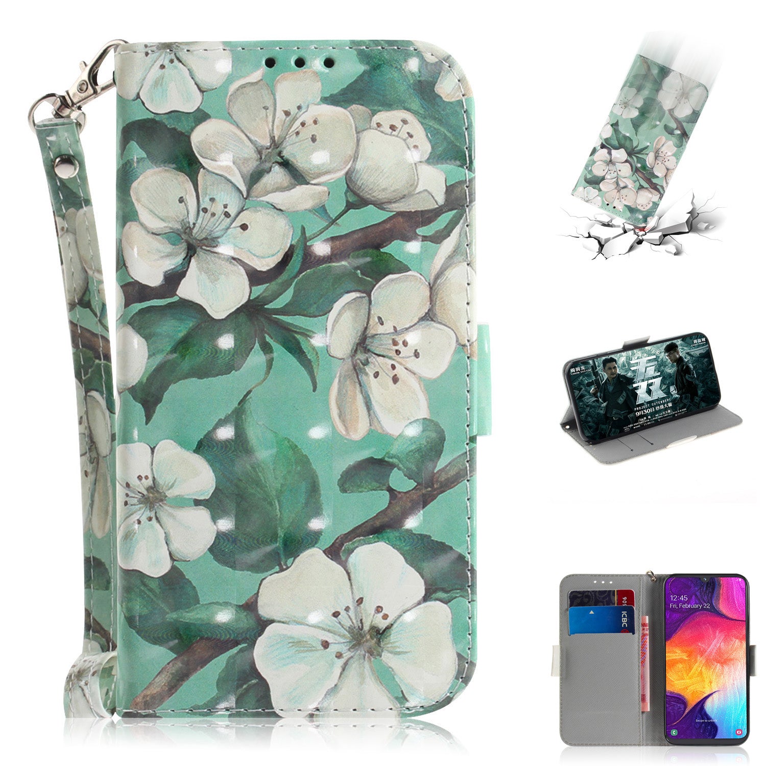 Pattern Printing Light Spot Decor Leather Wallet Case for Samsung Galaxy A50 / A50s / A30s