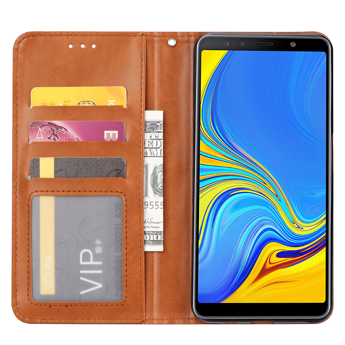 Auto-absorbed Classic PU Leather Wallet Stand Phone Case for Samsung Galaxy A50 / A50s / A30s