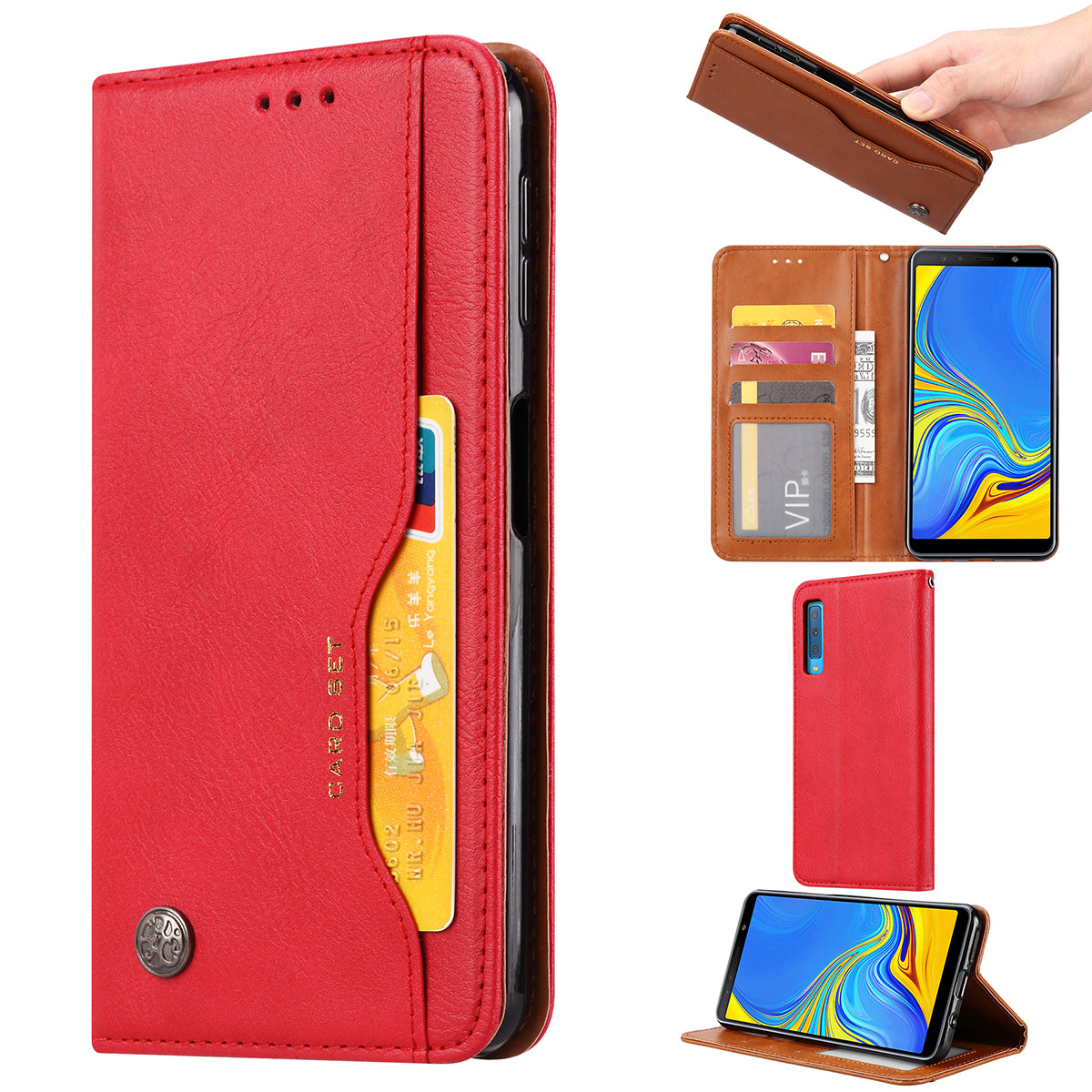 Auto-absorbed Classic PU Leather Cell Phone Case for Samsung Galaxy A70