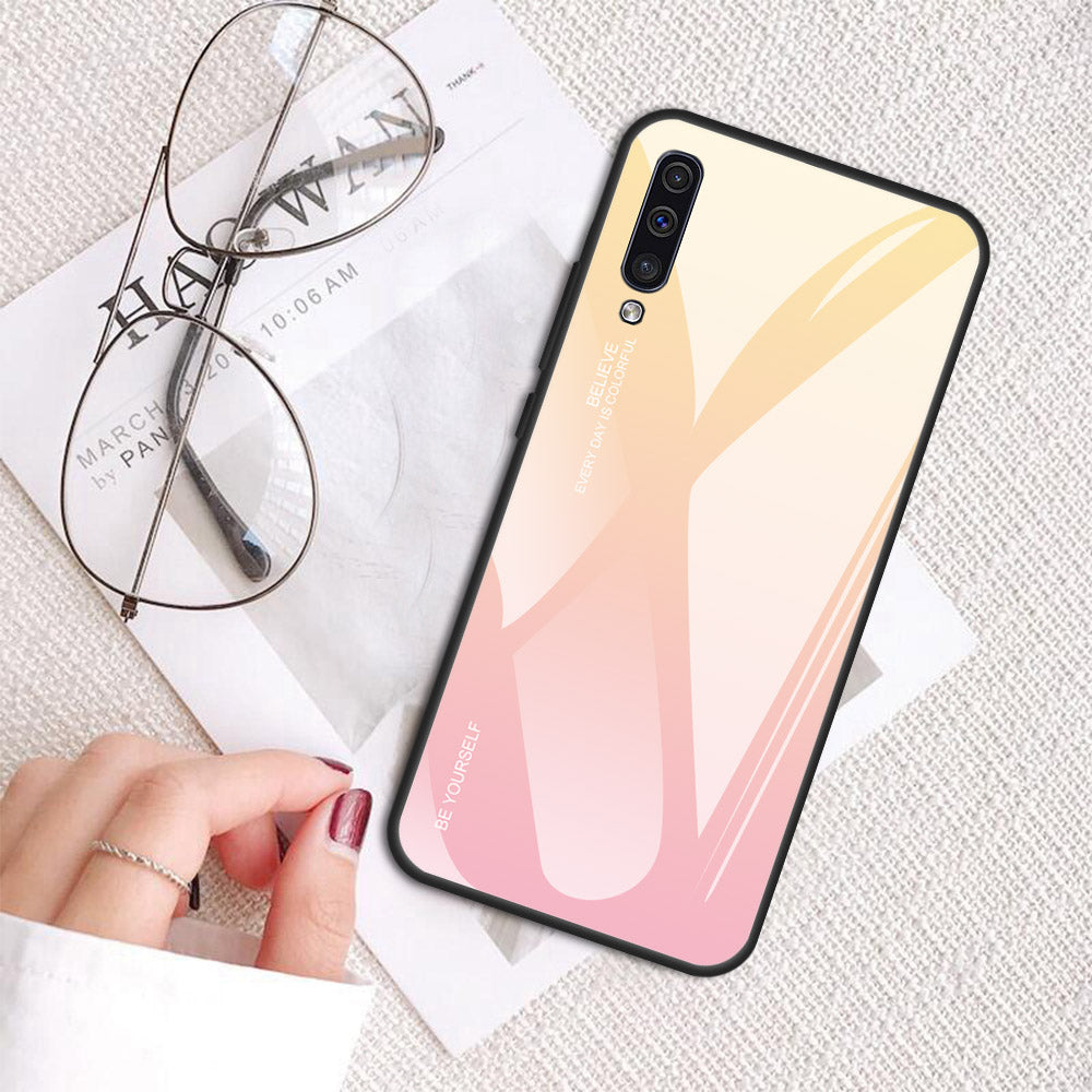 [Gradient Color] Glass + TPU + PC Phone Case Accessory for Samsung Galaxy A50 / A50s / A30s