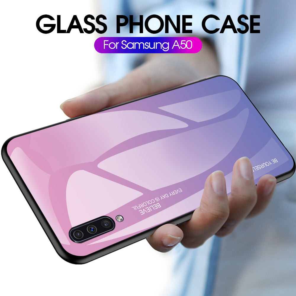 [Gradient Color] Glass + TPU + PC Phone Case Accessory for Samsung Galaxy A50 / A50s / A30s