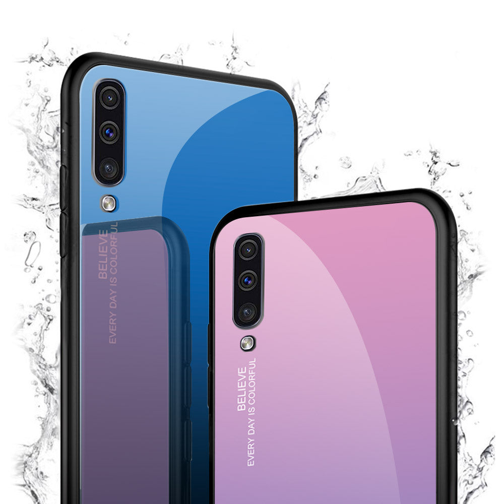 [Gradient Color] Glass + TPU + PC Phone Case Accessory for Samsung Galaxy A50 / A50s / A30s