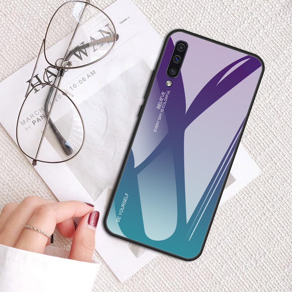 [Gradient Color] Glass + TPU + PC Phone Case Accessory for Samsung Galaxy A50 / A50s / A30s