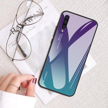 [Gradient Color] Glass + TPU + PC Phone Case Accessory for Samsung Galaxy A50 / A50s / A30s
