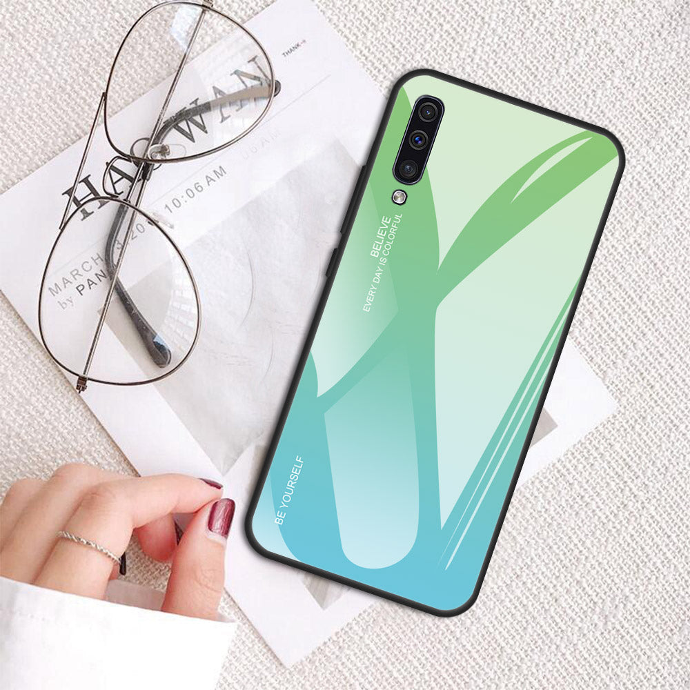 [Gradient Color] Glass + TPU + PC Phone Case Accessory for Samsung Galaxy A50 / A50s / A30s