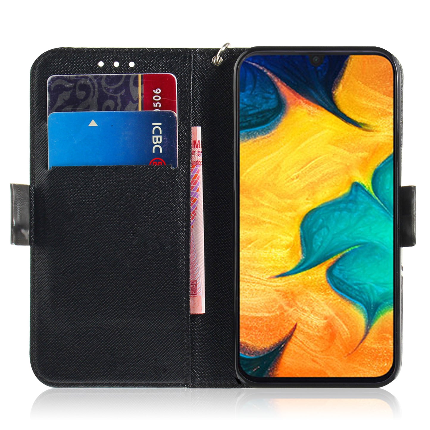 Pattern Printing [Light Spot Decor] Leather Wallet Case for Samsung Galaxy A30 / A20