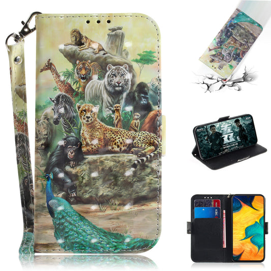 Pattern Printing [Light Spot Decor] Leather Wallet Case for Samsung Galaxy A30 / A20