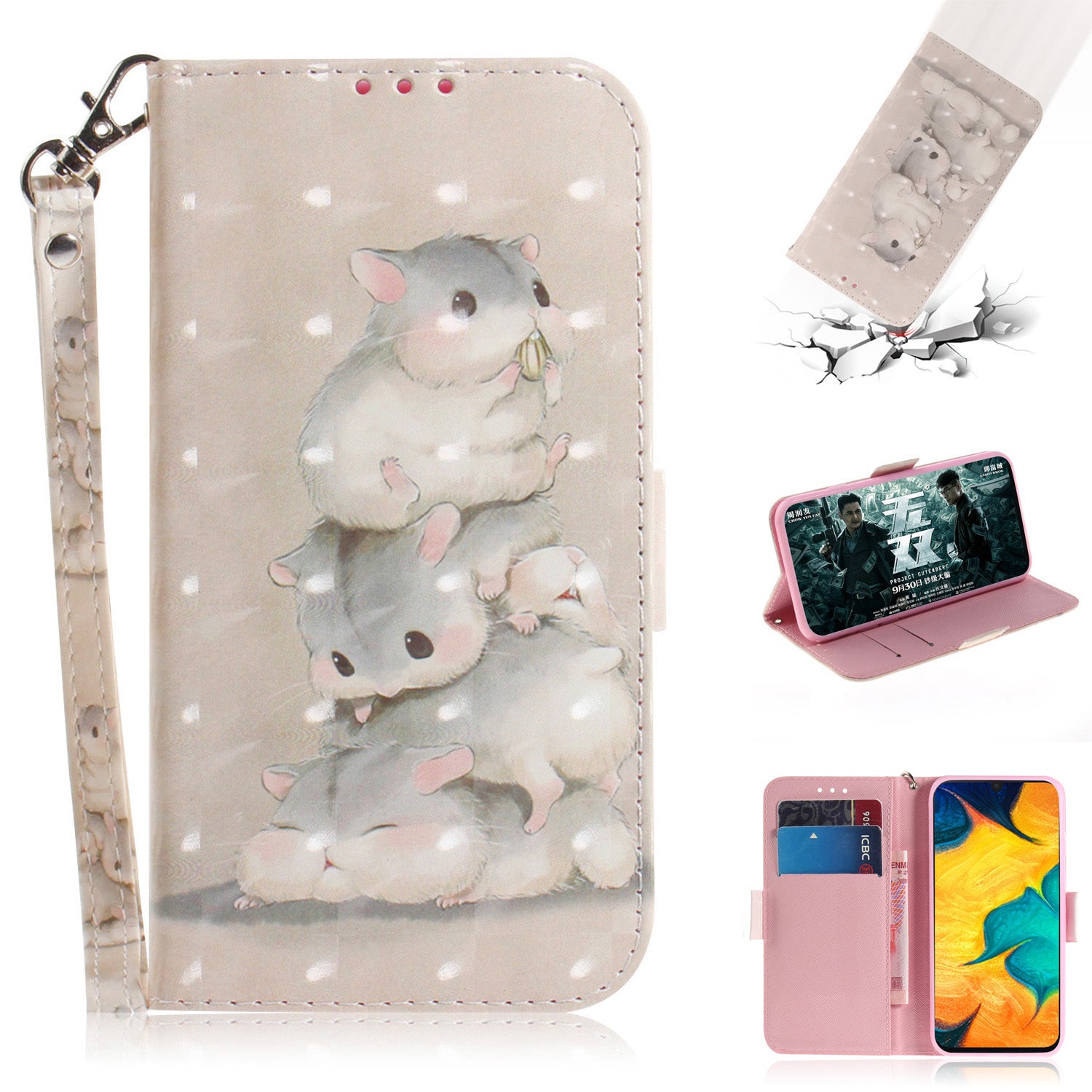 Pattern Printing [Light Spot Decor] Leather Wallet Case for Samsung Galaxy A30 / A20