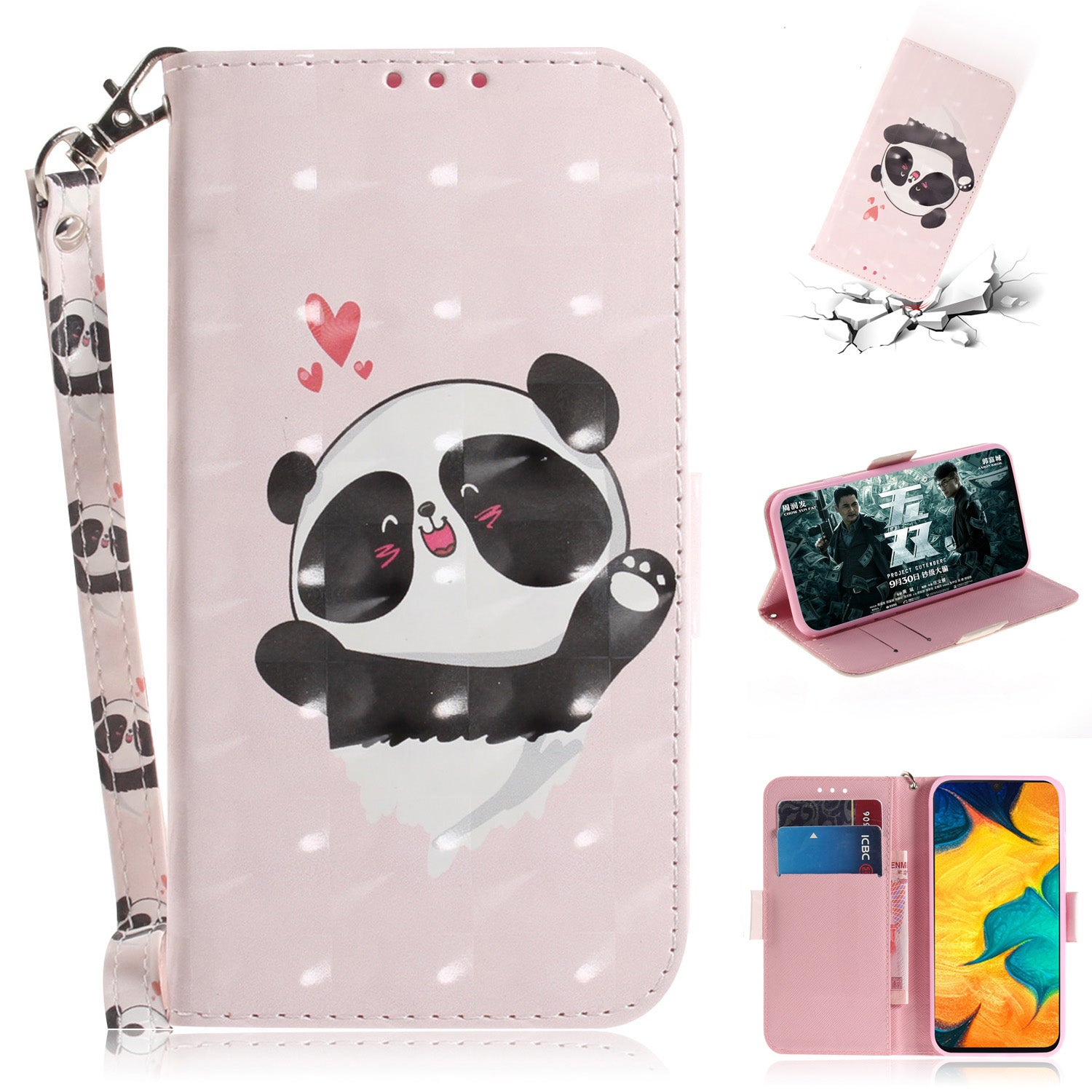 Pattern Printing [Light Spot Decor] Leather Wallet Case for Samsung Galaxy A30 / A20