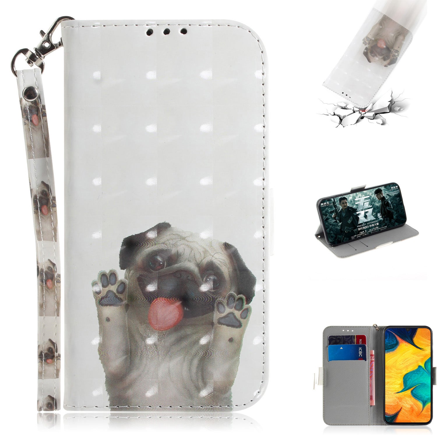Pattern Printing [Light Spot Decor] Leather Wallet Case for Samsung Galaxy A30 / A20