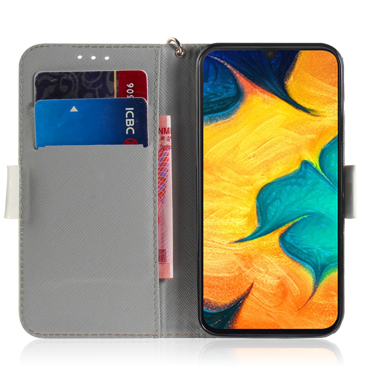 Pattern Printing [Light Spot Decor] Leather Wallet Case for Samsung Galaxy A30 / A20