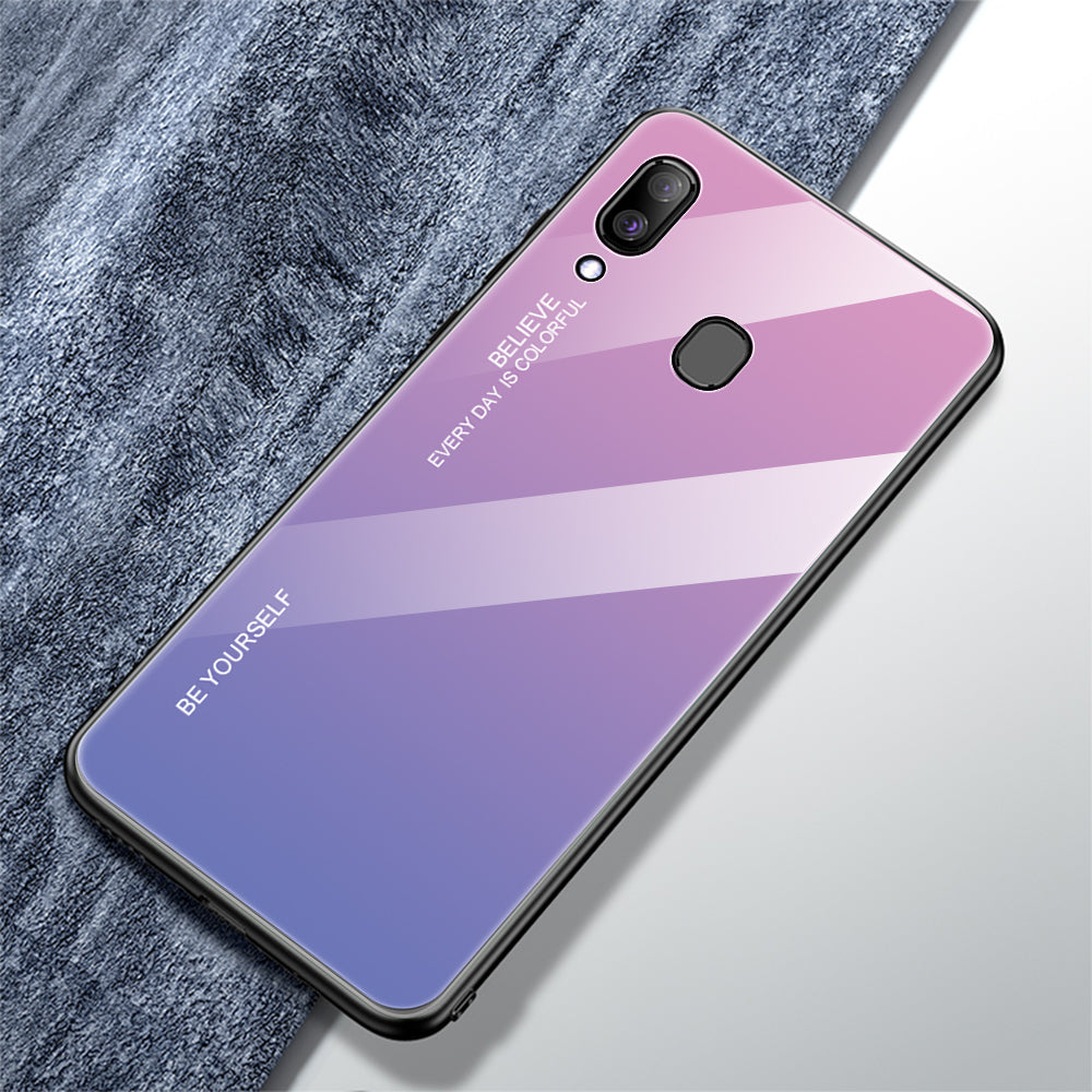 Gradient Color Glass + PC + TPU Hybrid Case for Samsung Galaxy A30/A20