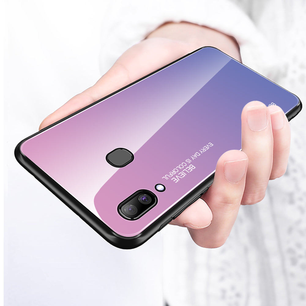 Gradient Color Glass + PC + TPU Hybrid Case for Samsung Galaxy A30/A20