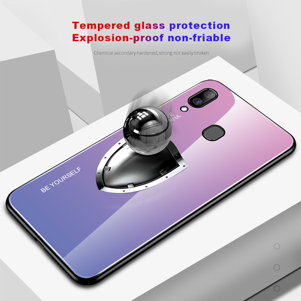 Gradient Color Glass + PC + TPU Hybrid Case for Samsung Galaxy A30/A20