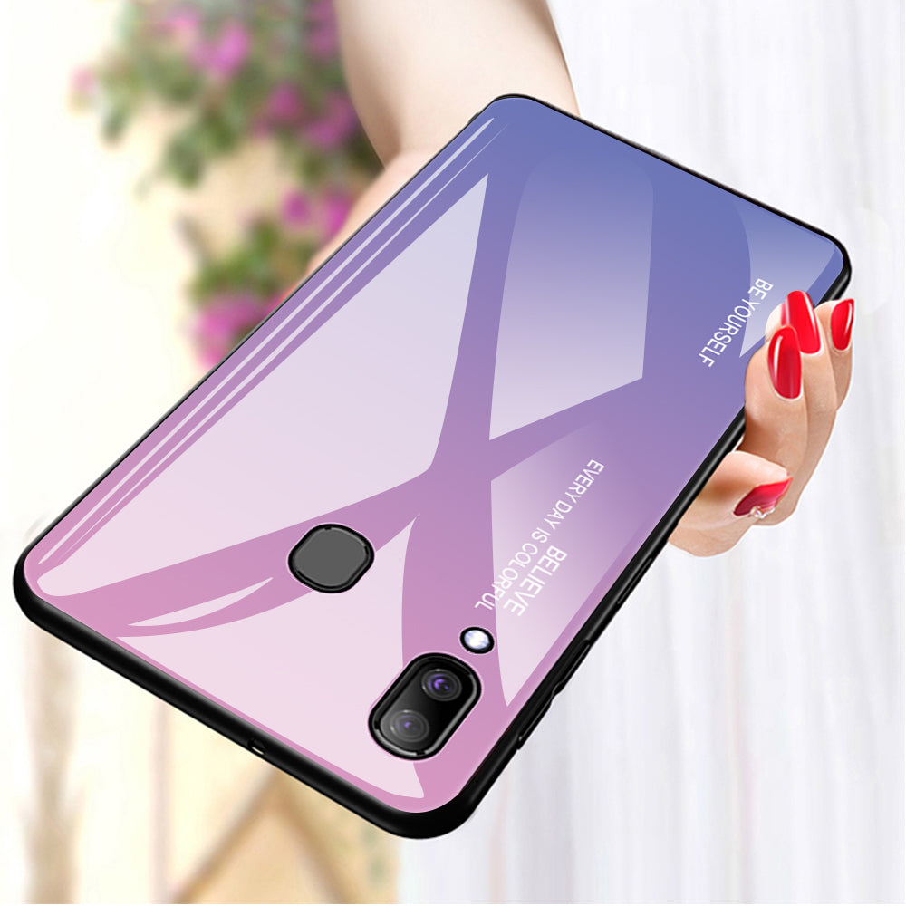 Gradient Color Glass + PC + TPU Hybrid Case for Samsung Galaxy A30/A20