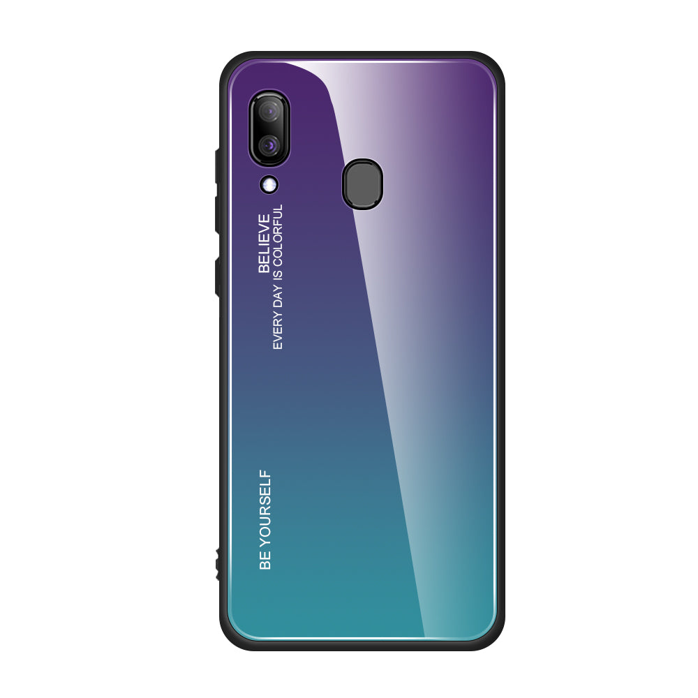 Gradient Color Glass + PC + TPU Hybrid Case for Samsung Galaxy A30/A20
