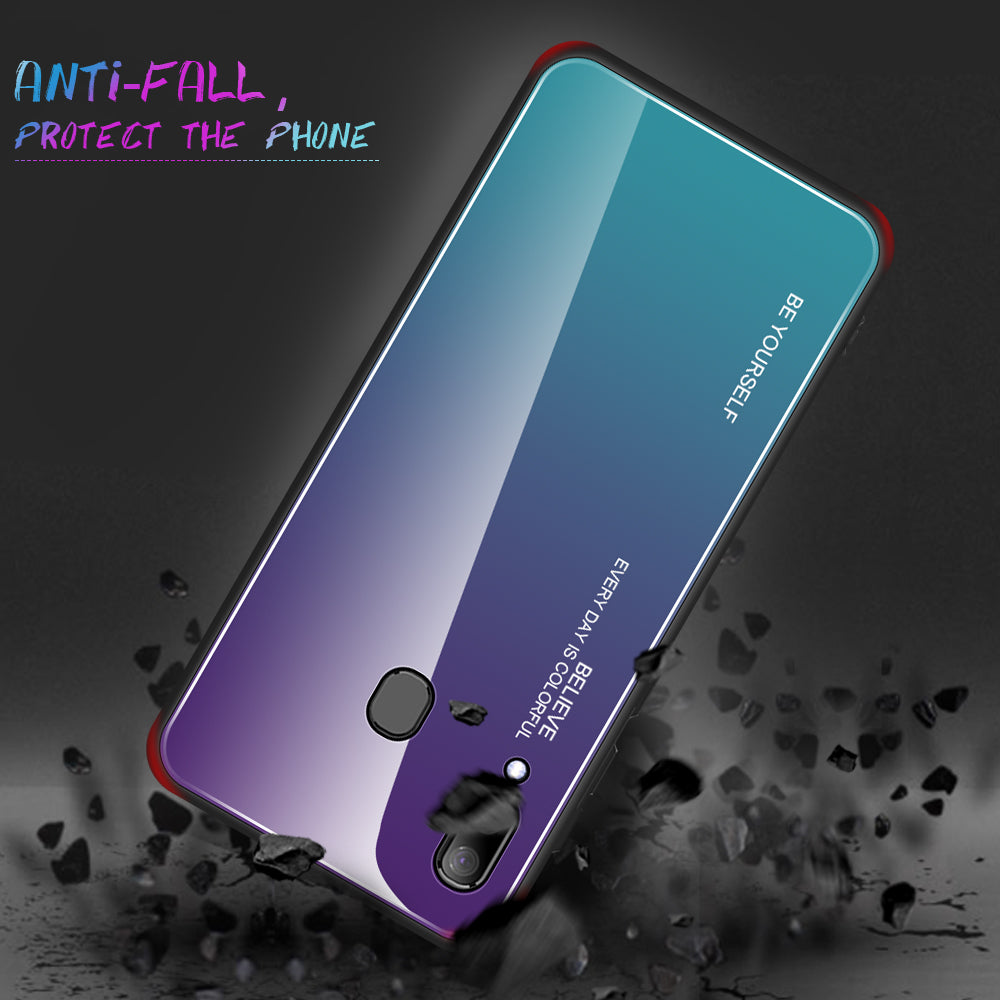 Gradient Color Glass + PC + TPU Hybrid Case for Samsung Galaxy A30/A20