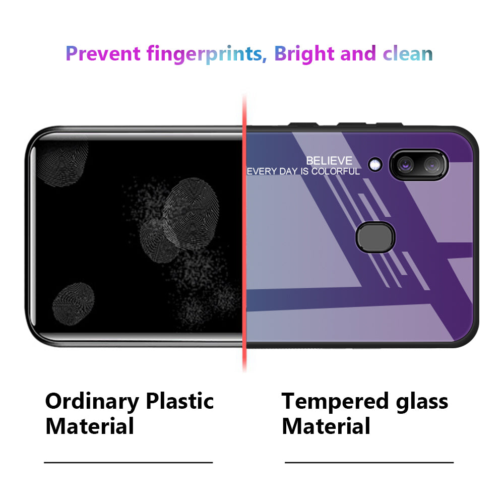 Gradient Color Glass + PC + TPU Hybrid Case for Samsung Galaxy A30/A20