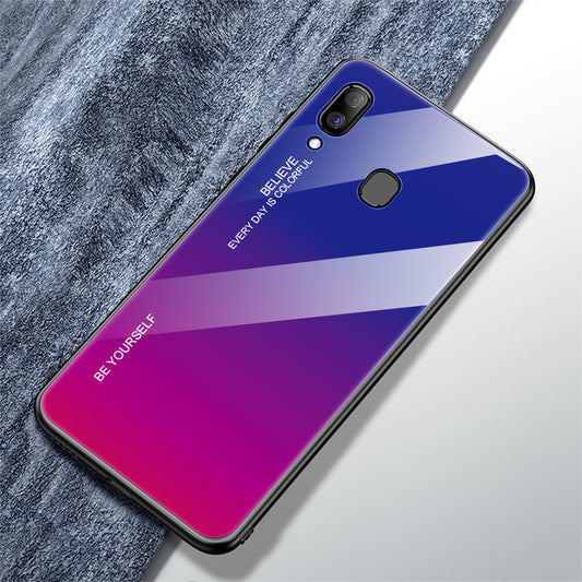 Gradient Color Glass + PC + TPU Hybrid Case for Samsung Galaxy A30/A20