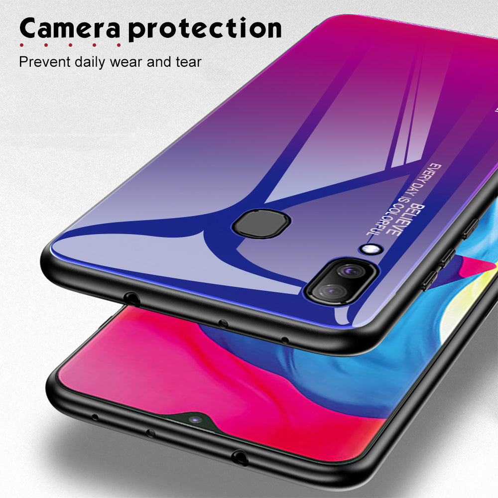 Gradient Color Glass + PC + TPU Hybrid Case for Samsung Galaxy A30/A20