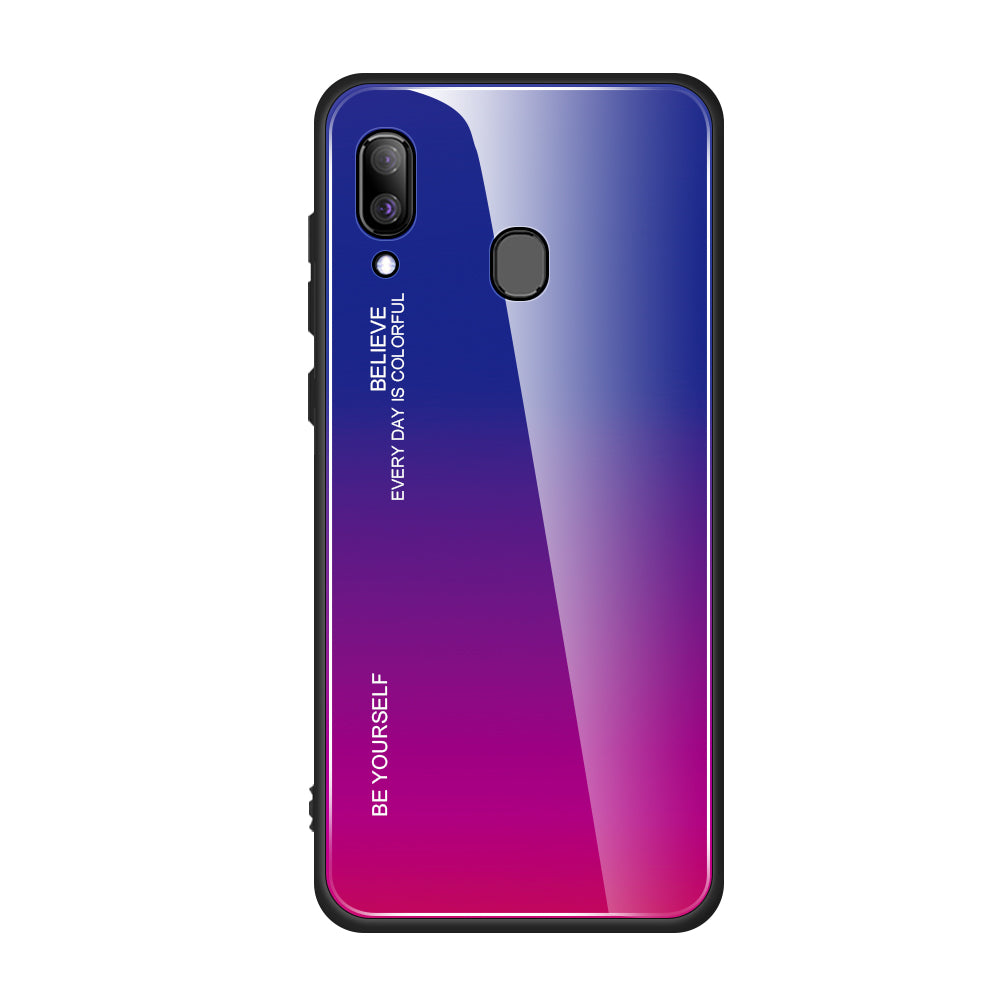 Gradient Color Glass + PC + TPU Hybrid Case for Samsung Galaxy A30/A20