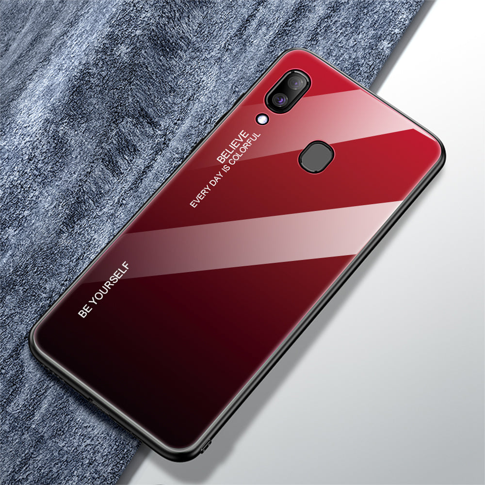 Gradient Color Glass + PC + TPU Hybrid Case for Samsung Galaxy A30/A20