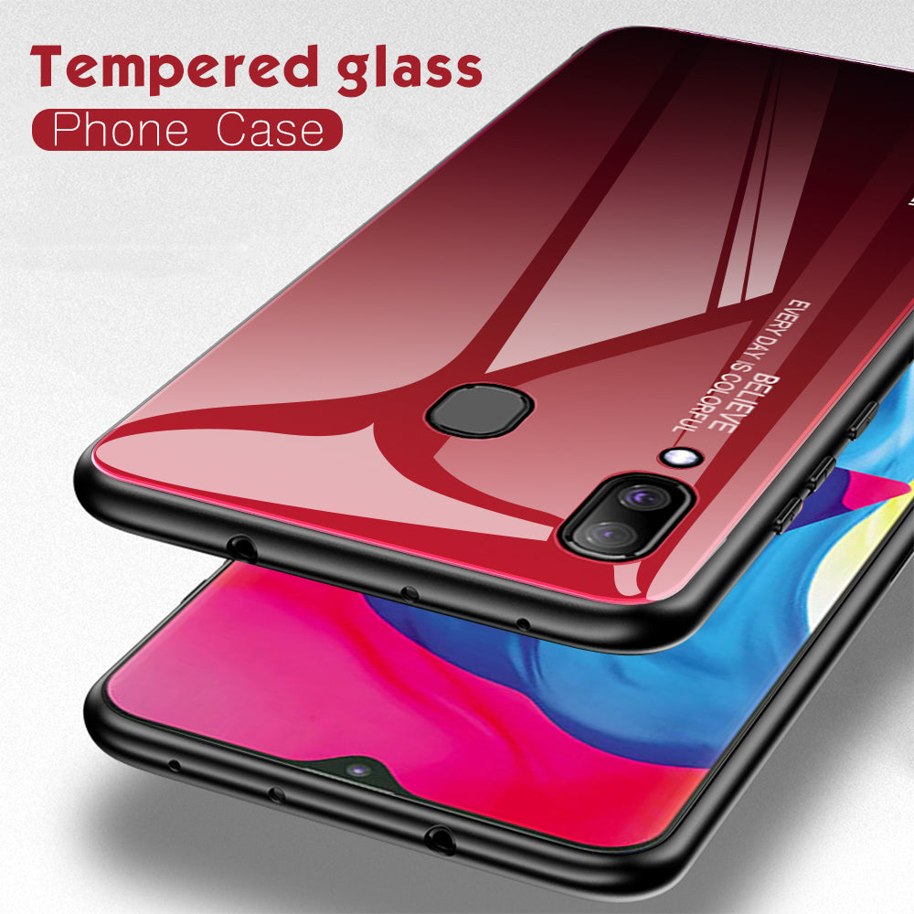 Gradient Color Glass + PC + TPU Hybrid Case for Samsung Galaxy A30/A20