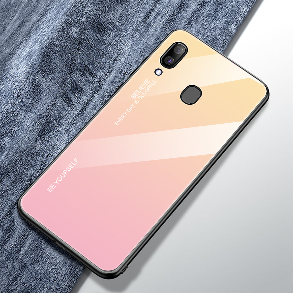 Gradient Color Glass + PC + TPU Hybrid Case for Samsung Galaxy A30/A20