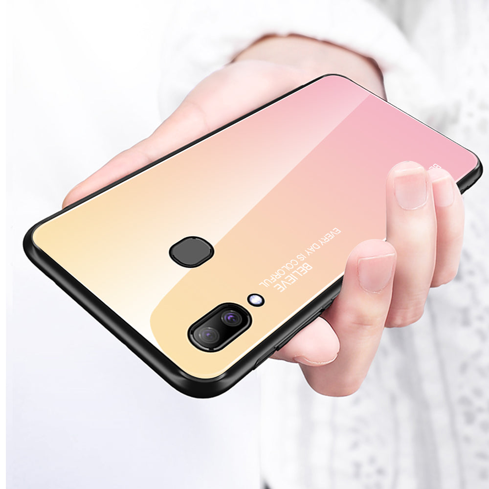 Gradient Color Glass + PC + TPU Hybrid Case for Samsung Galaxy A30/A20