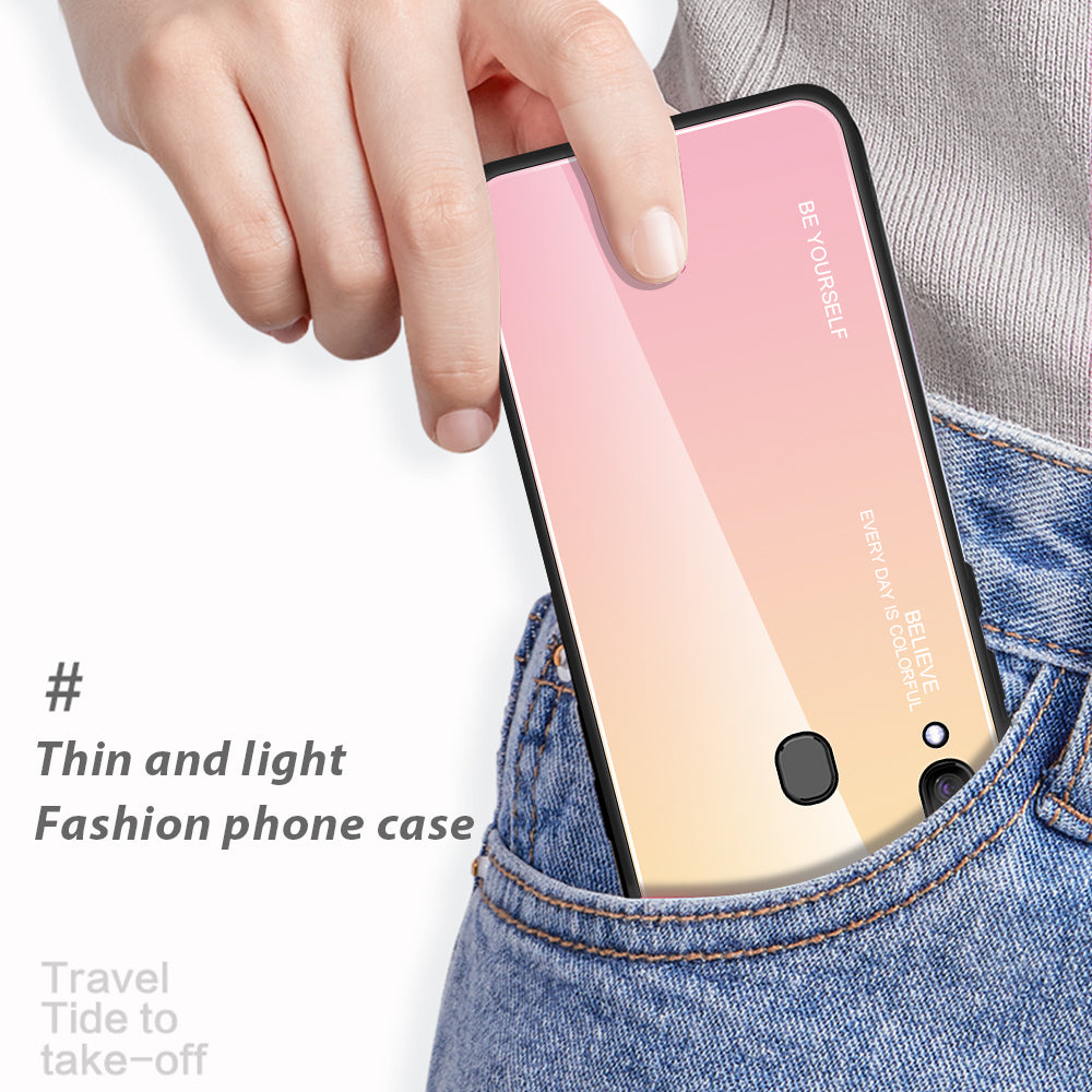 Gradient Color Glass + PC + TPU Hybrid Case for Samsung Galaxy A30/A20