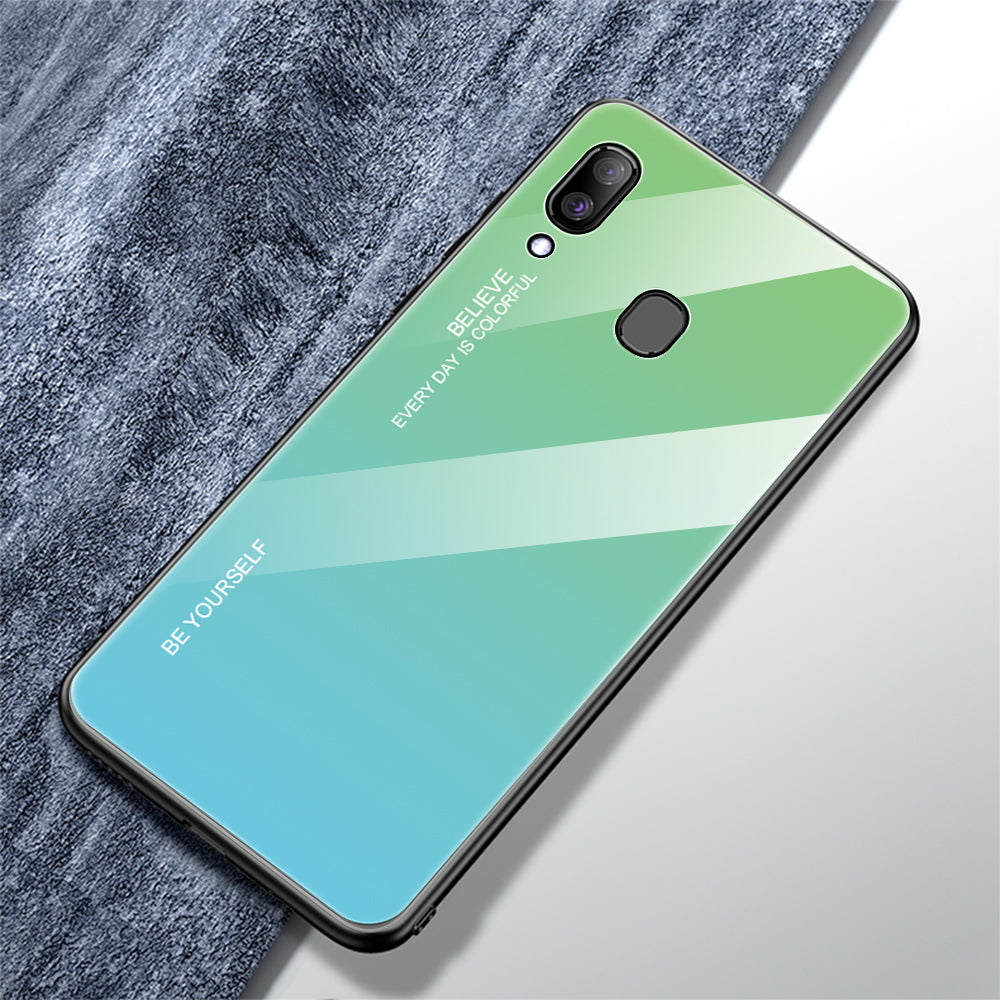 Gradient Color Glass + PC + TPU Hybrid Case for Samsung Galaxy A30/A20