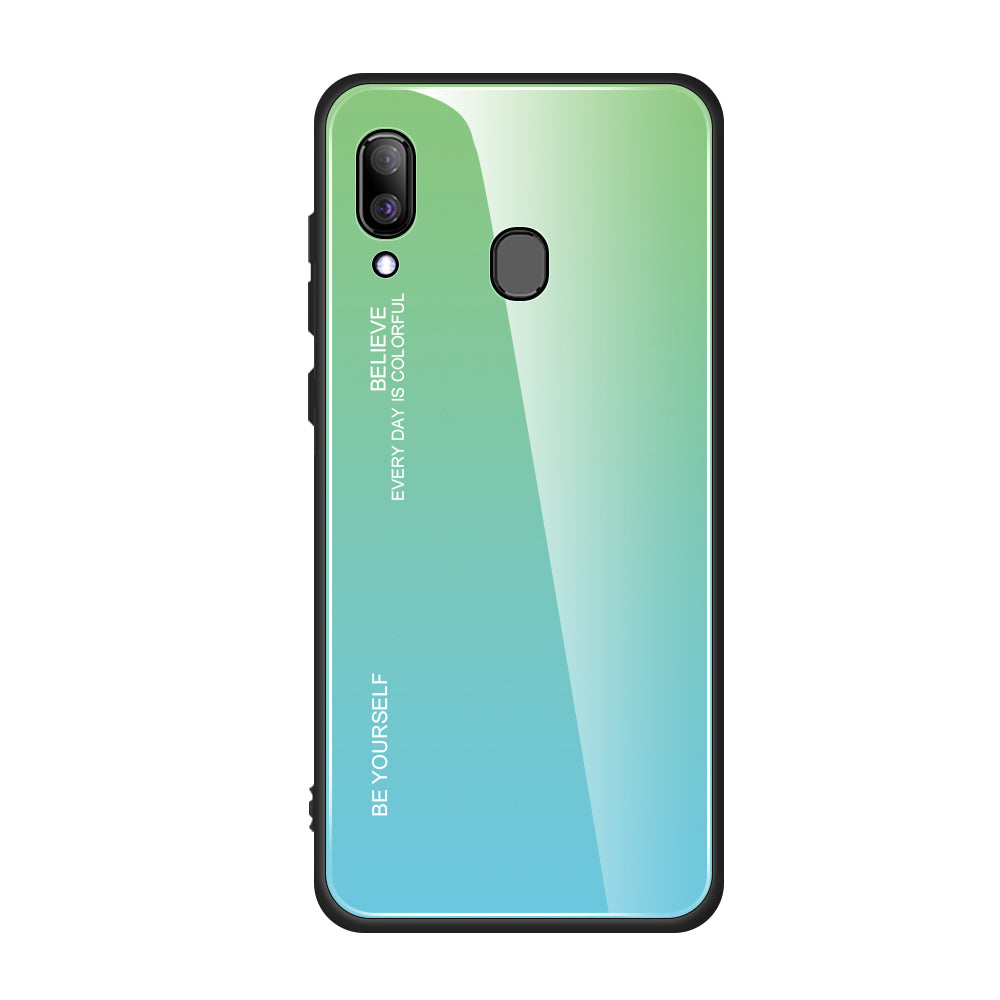 Gradient Color Glass + PC + TPU Hybrid Case for Samsung Galaxy A30/A20