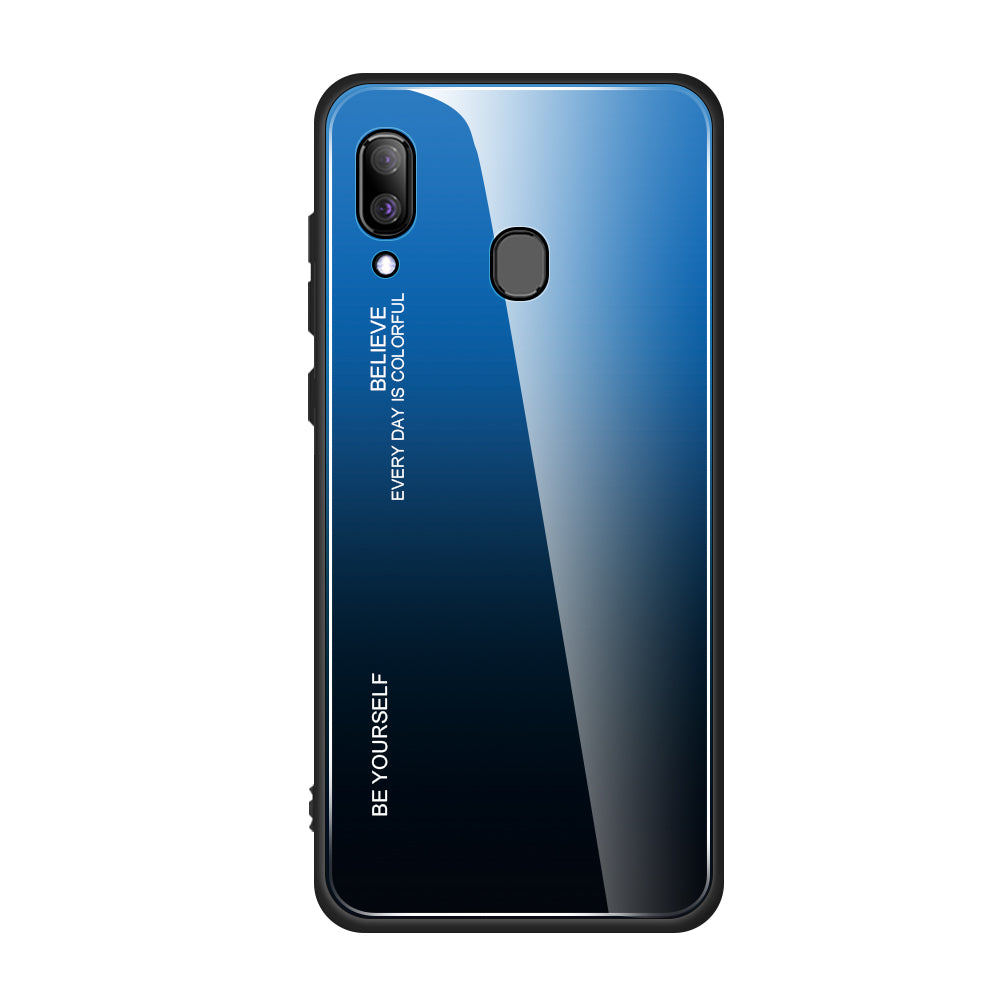 Gradient Color Glass + PC + TPU Hybrid Case for Samsung Galaxy A30/A20