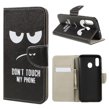 Cross Texture Pattern Printing Leather Wallet Cover for Samsung Galaxy A30/A20